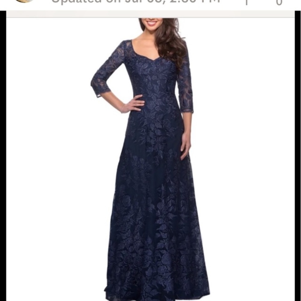 La Femme Lace V Neck A-Line Dress Sz 10